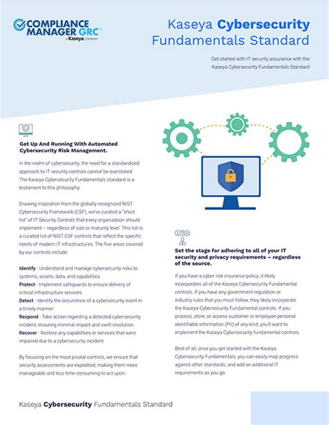 Kaseya Cybersecurity Fundamentals Standard - Compliance Manager GRC