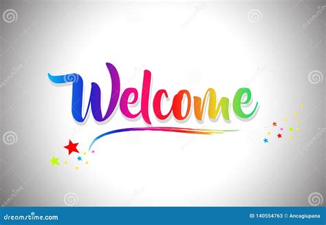 Welcome Handwritten Word Text with Rainbow Colors and Vibrant Swoosh ...