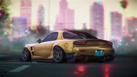 yellow cars #artwork #car #vehicle #Mazda Mazda RX-7 #1080P #wallpaper ...