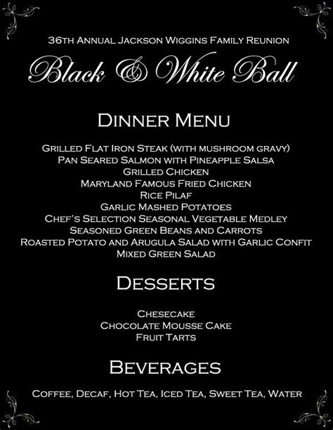 Fancy Dinner Party Menu