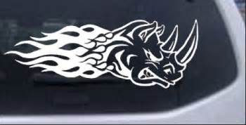 Flaming Rhino Head Decal Car or Truck Window Decal Sticker - Rad Dezigns