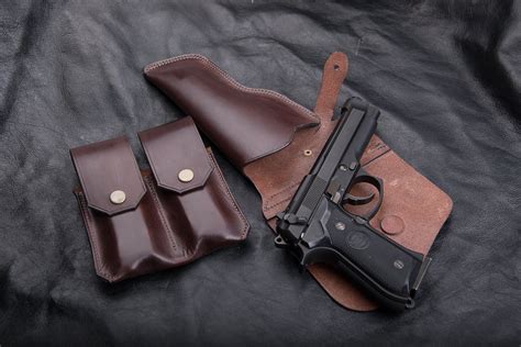 Beretta 92 Leather Flap Holster Сustom Made Unique Design Vintage Look ...