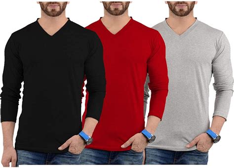 Plain Long Sleeve T Shirts | Mens V Neck Tee (Pack of 3) In Australia