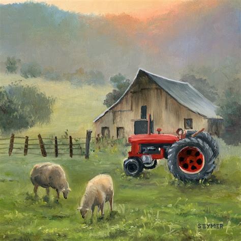 Farm Painting Country House Original Barn Landscape Art - Etsy