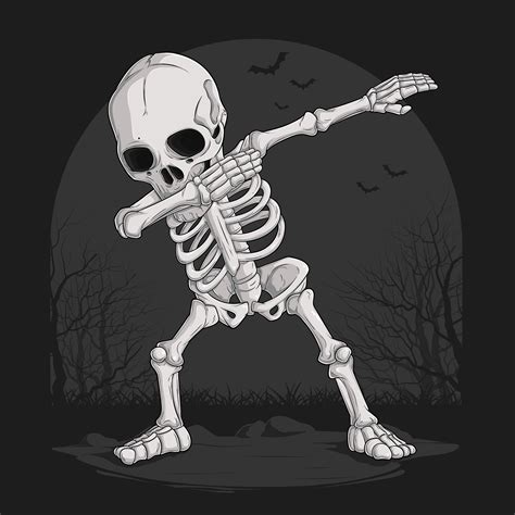 Hand drawn funny Skeleton doing dabbing dance, Halloween skull ...