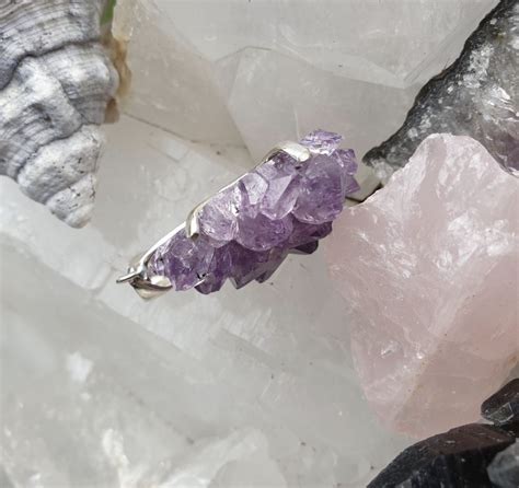 Amethyst Flower Cluster Silver Pendant 85 • The Crystal Cave