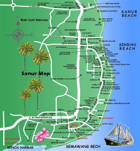 Sanur Map - Detail Maps Bali Indonesia Bali Nusa Dua, Sanur Bali, Ubud ...