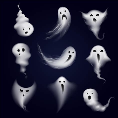 Free Vector | Scary and funny ghost emotions icons collection formed by ...