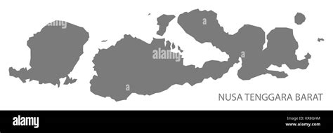 Nusa Tenggara Barat Indonesia Map grey Stock Photo - Alamy