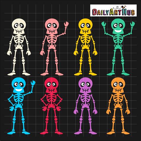 Halloween Funny Skeletons Clip Art Set – Daily Art Hub – Free Clip Art ...