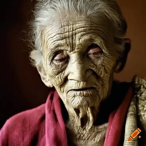 Photograph of an elderly woman with a vibrant smile on Craiyon