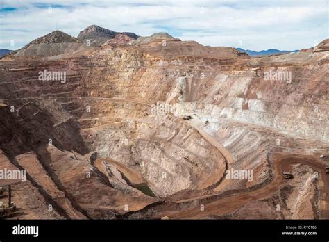 Panoramic view of the open pit mine in gold mine in Sonora, Mexico ...