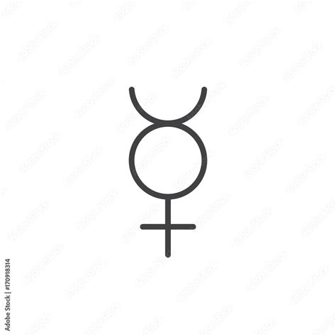 Mercury symbol line icon, outline vector sign, linear style pictogram ...