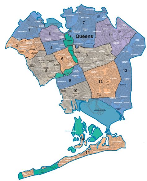 Map of Queens neighborhoods & quarters | Nyc map, Ny map, New york city map