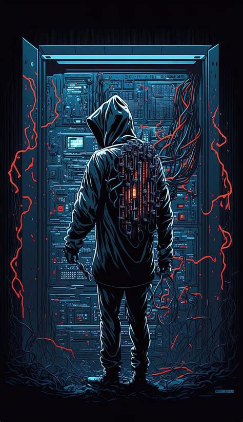 A Hacker Breaking In The Server Room Digital Art by Damien Adam - Fine ...