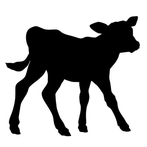 Premium Vector | Vector illustration of black silhouette of baby cow ...