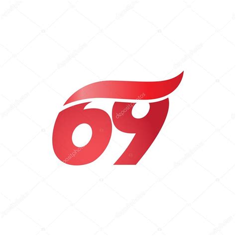 Number 69 swoosh wave design template logo red Stock Vector Image by ...