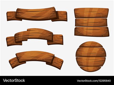 Cartoon wooden plank signs wood banner Royalty Free Vector