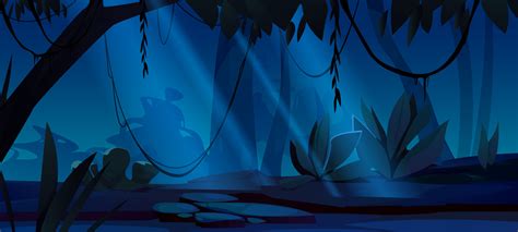 Dark forest landscape with trees at night 24243882 Vector Art at Vecteezy