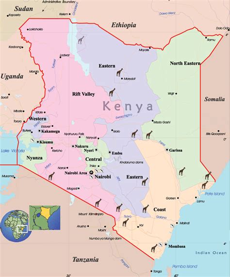 Kenya Political Map • Mapsof.net