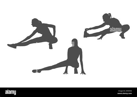 Silhouette of a female athlete. The athlete does a stretch. Vector ...