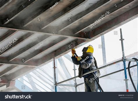 Sand Blasting Process Industial Worker Using Stock Photo 1416620558 ...