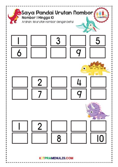 Lembaran Kerja Matematik Prasekolah Mengenal Nombor Lembaran Kerja 3