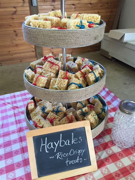 Hoedown "hay bales" rice krispy treats | Western birthday party, Cowboy ...