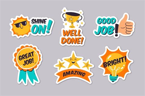 Free Vector | Good job and great job stickers set