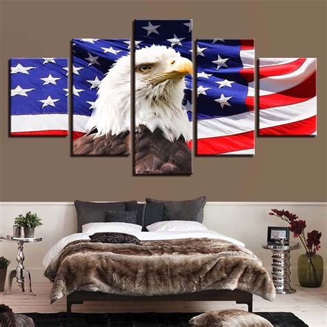 American Flag 11 – Abstract 5 Panel Canvas Art Wall Decor – Canvas Storm