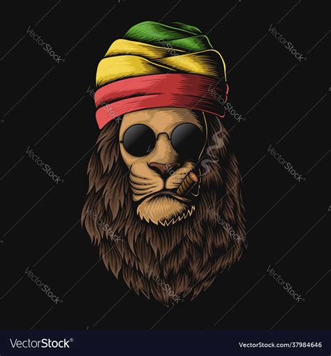 Rasta lion head Royalty Free Vector Image - VectorStock