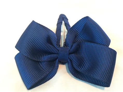 Navy Blue Grosgrain Ribbon Hair Bow on Grosgrain by DaisyDade