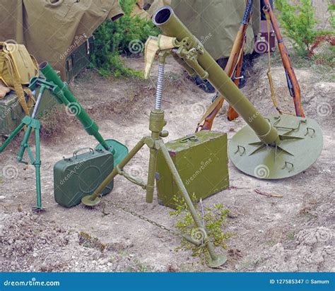 Old mortar on position stock image. Image of artillery - 127585347