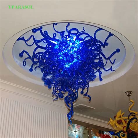 Modern Foyer Dale Chihuly Hanging Glass Art Lamp Blue Colored Glass ...