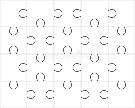 Jigsaw Puzzle Blank Template 4x5, Twenty Pieces Stock Illustration ...