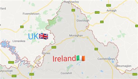 A section of the border between Ireland and UK (Northern Ireland). One ...