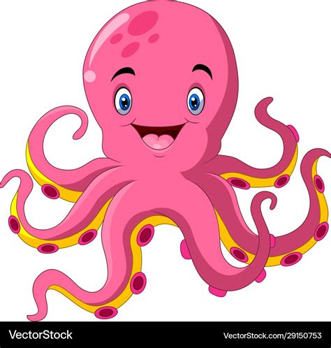 Cute octopus cartoon on white background Vector Image