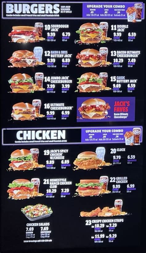 Jack In The Box menu – SLC menu