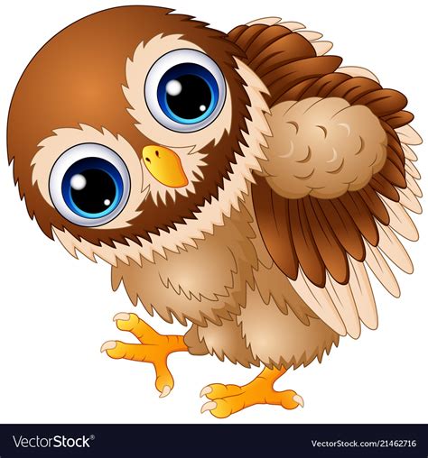 Cute baby owl cartoon walking Royalty Free Vector Image