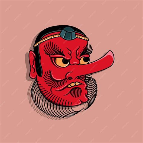 Premium Vector | Japanese tengu mask vector illustration