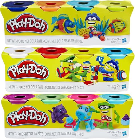 Amazon.com: Play-Doh HASB5517BAMZ 4-Pack of Colors Gift Set Bundle (12 ...