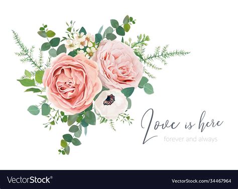 Floral wedding invite banner flowers bouquet art Vector Image