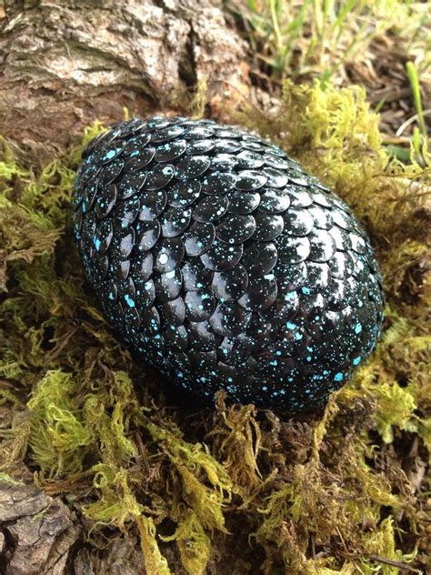 Black dragon egg with blue speckles fantasy egg cosplay | Etsy