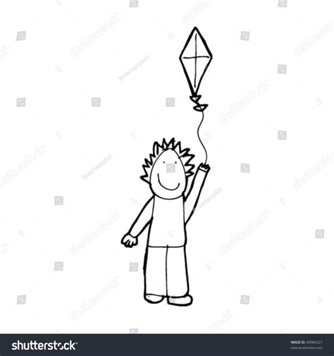 Childs Drawing Boy Flying Kite Stock Vector (Royalty Free) 49984327 ...