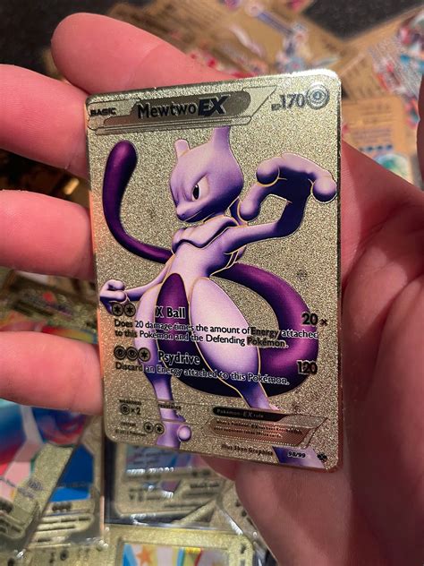 Mewtwo Ex Gold Metal Pokemon Card Dark Shadow Gx Mega Vmax | Etsy UK