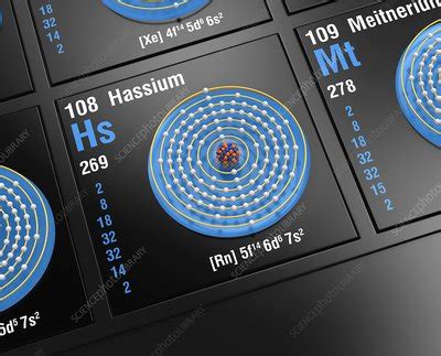 Hassium, atomic structure - Stock Image - C045/6339 - Science Photo Library