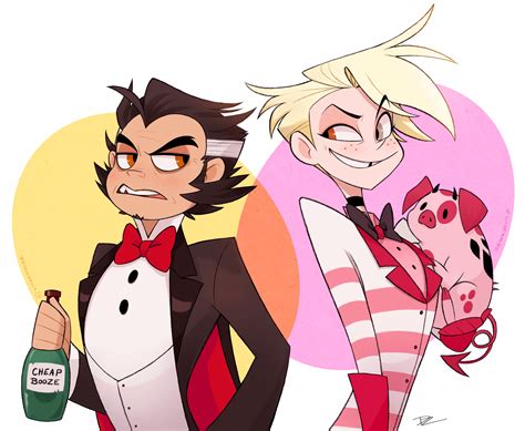 Angel Dust and Husk in their human forms, fanart by Lichenmire ...