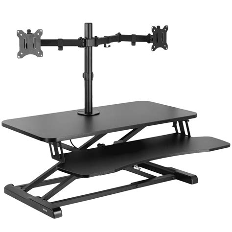 VIVO Black 32" Standing Desk Riser with Adjustable Dual 13" to 30 ...