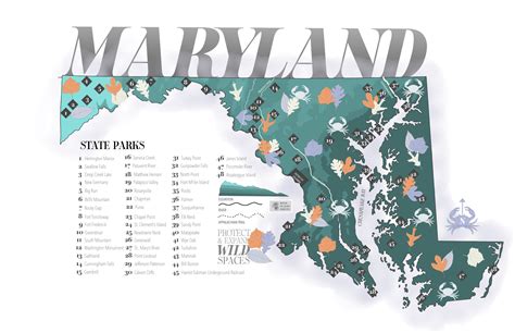 Maryland State Parks decorative map print | Etsy