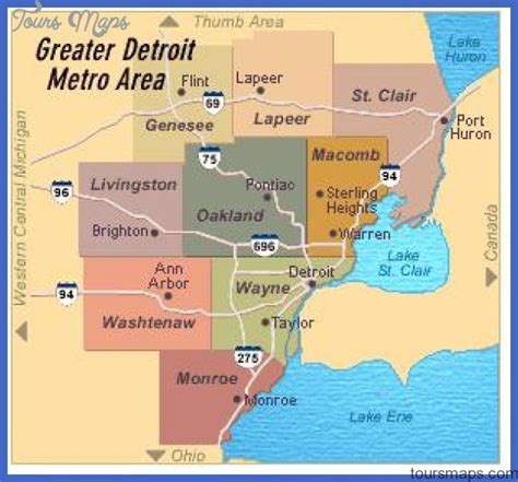 Detroit Metro Map - ToursMaps.com